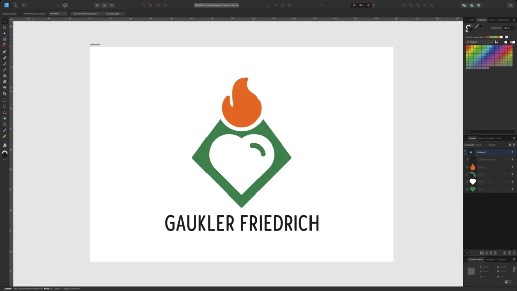 Screenshot vom Logo für Gaukler Friedrich. Das Logo ist mit dem Affintiy Designer erstellt. 